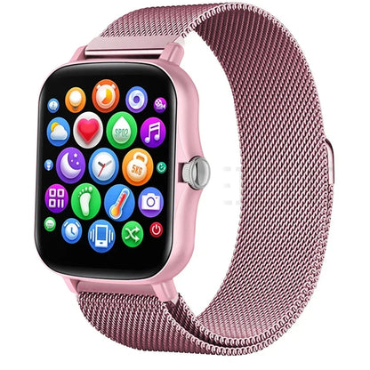 Metal magnetic watch strap for Amazfit GTS and GTR, 20mm and 22mm bracelet, stainless steel band with adjustable magnetic clasp.