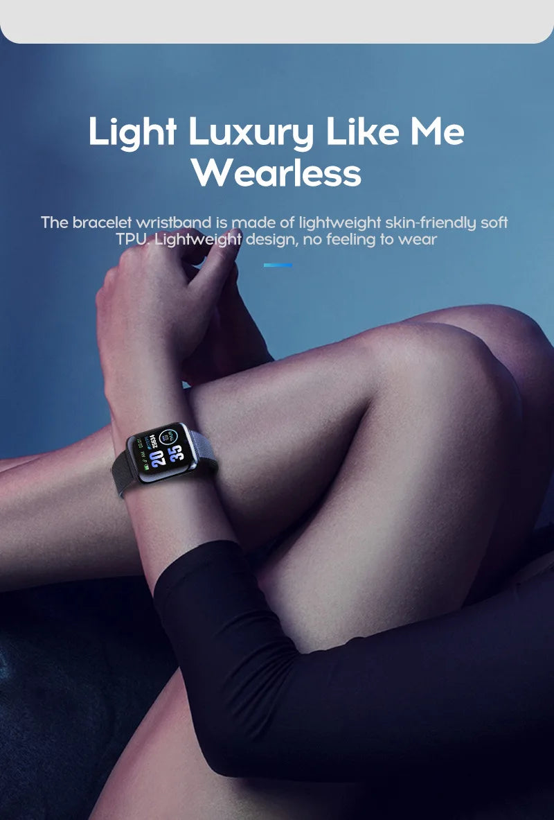 R.E.D. 116Plus Smart Watch with fitness tracker, heart rate monitor, and sleep tracking features, black digital display