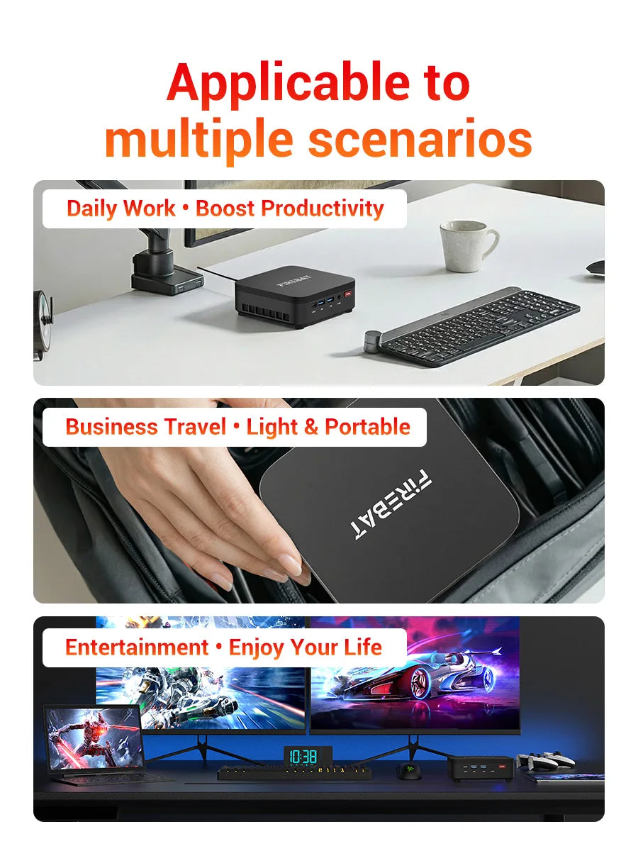 FIREBAT R3 Mini PC AMD Ryzen 3 4300U | 16GB RAM | 512GB SSD | WiFi 6 | 3×4K | Windows 11