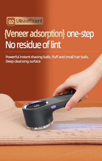 Electric Lint Remover — Smart LED Digital Display, USB Charging, Portable Fabric Hair Ball Trimmer