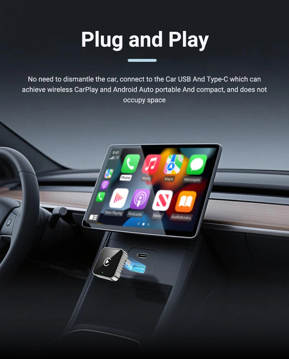 Wireless CarPlay & Android Auto Adapter 2026 | Plug & Play, Stable BT+WiFi, OTA Updates, 99% Car Compatible