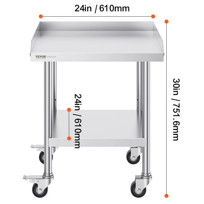 SucceBuy Commercial Work Table v2 | Stainless Steel, 4 Wheels, Heavy Duty Food Prep Worktable