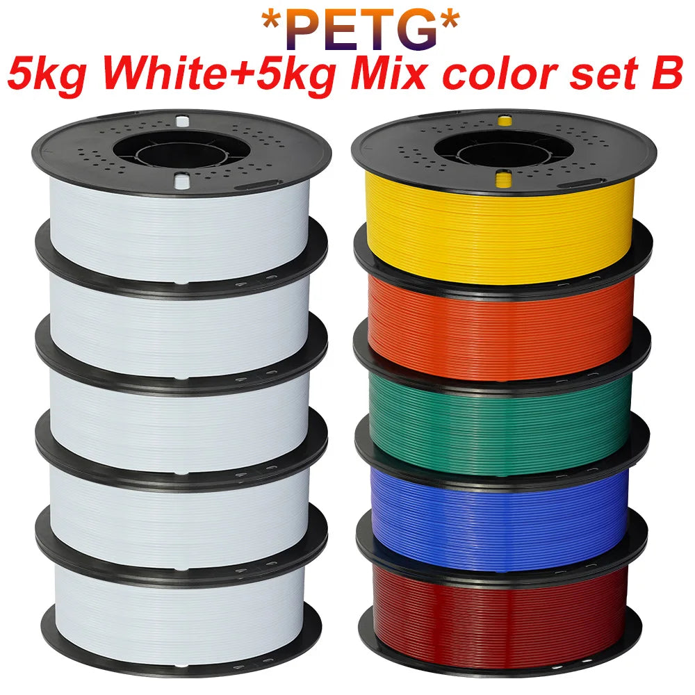 KINGROON 10KG 3D Printer Filament Bundle – PLA & PETG, 1.75mm Mixed Colors