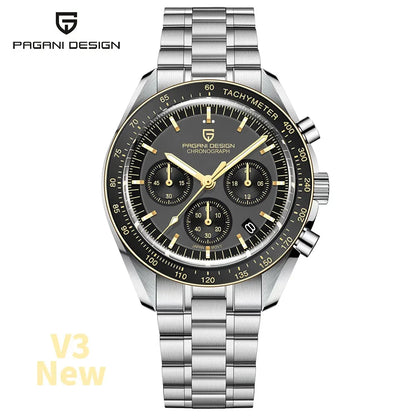PAGANI DESIGN 1701 V5 Men's Luxury Quartz Chronograph Watch – AR Sapphire Glass, 100M Waterproof