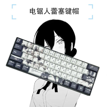 Chainsaw Man Anime Keycaps – PBT Dye-Sub, Cherry Profile, 74–140 Keys, for Mechanical Keyboard