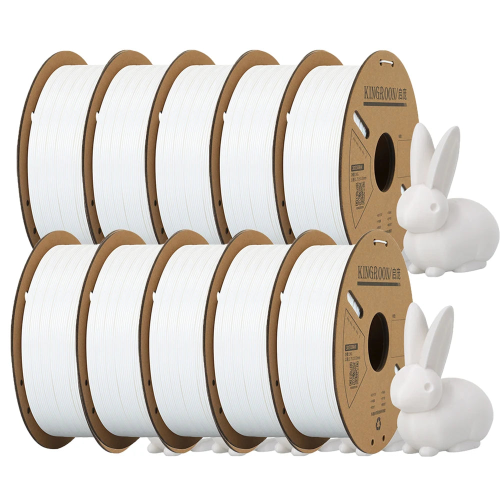 KINGROON PLA Filament 1.75mm – 5 or 10 Rolls, Mixed Colors, No Bubble
