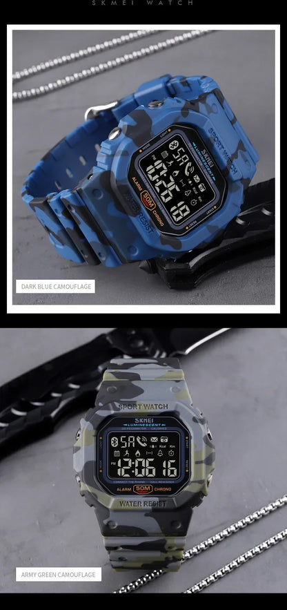 SKMEI 1629 Bluetooth Sport Digital Watch – Pedometer, Calorie Tracker for iPhone, Huawei, Xiaomi