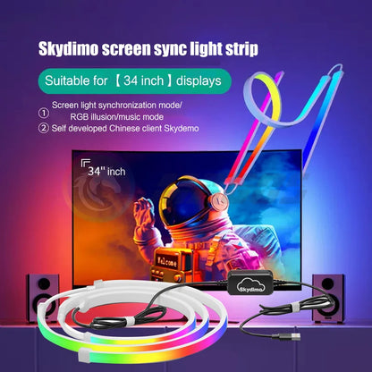 Skydimo Ambilight RGB LED Strip for PC Monitor – AURA USB 5V Software Control (24"/27"/32"/34")