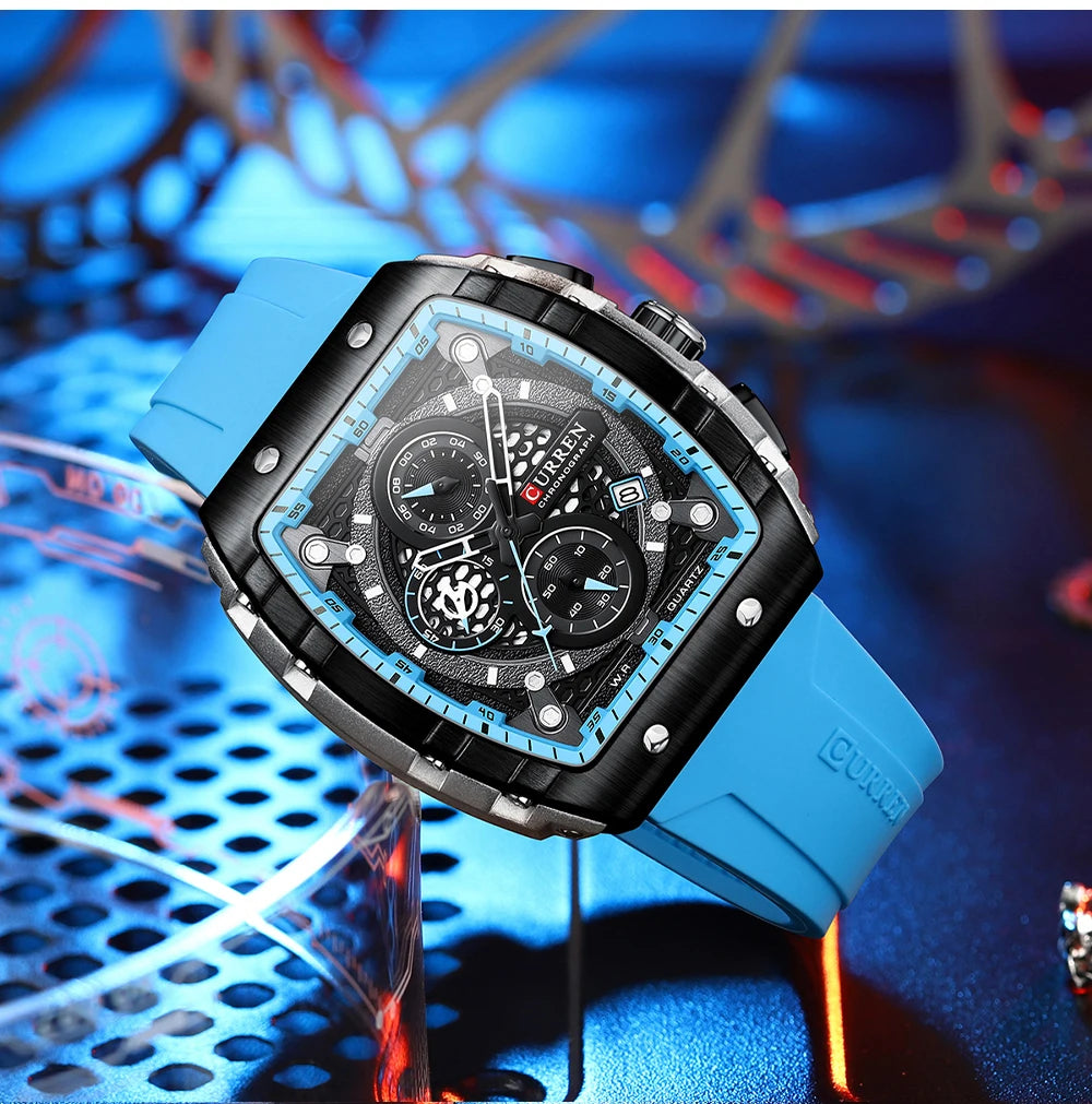 CURREN Men's Fashion Watch – Unique Square Design, Luxury Quartz Sport, Waterproof