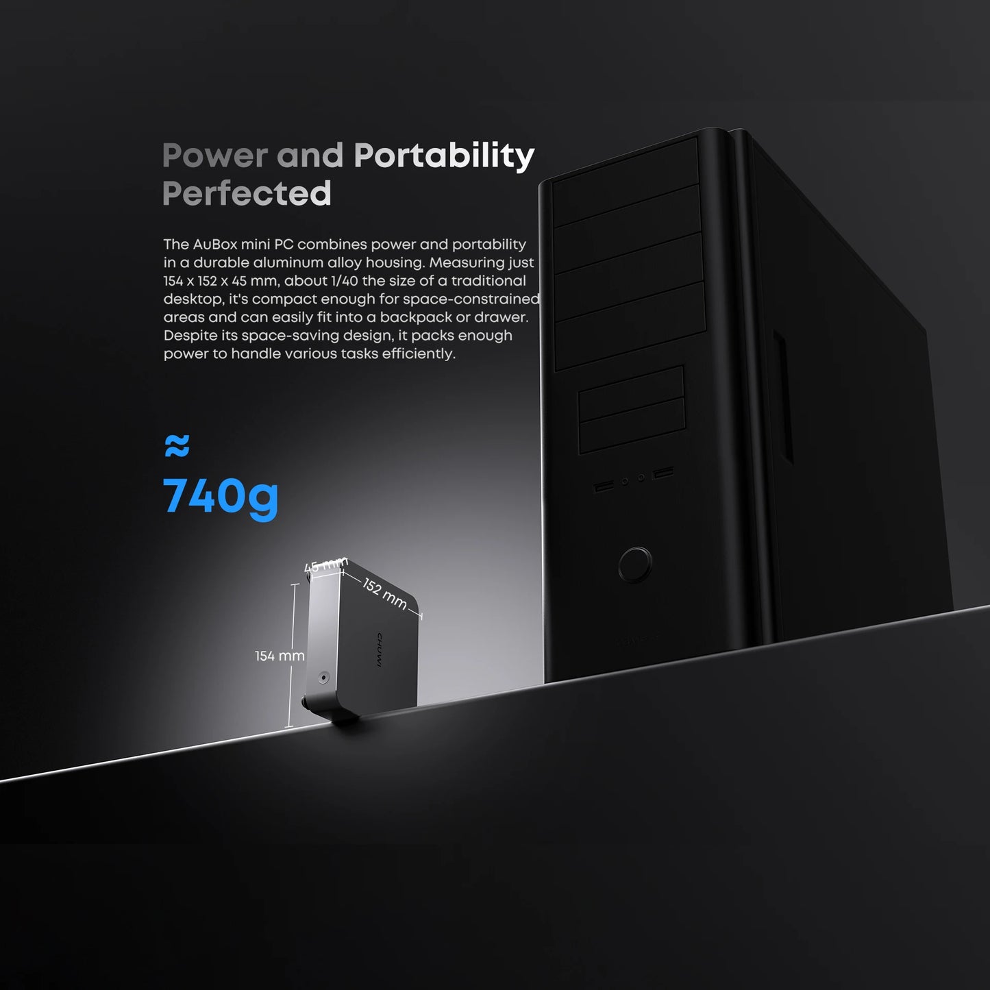 CHUWI AuBox Mini PC – AMD Ryzen 7 8745HS, 16GB DDR5, 512GB SSD, WiFi 6, Quad Display