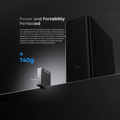 CHUWI AuBox Mini PC – AMD Ryzen 7 8745HS, 16GB DDR5, 512GB SSD, WiFi 6, Quad Display