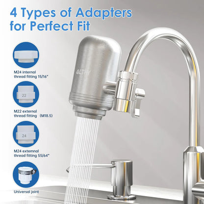 ALTHY Stainless Steel Faucet Water Filter – NSF Certified, Reduces Lead, Chlorine & Bad Taste