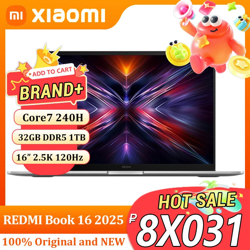 Xiaomi Redmi Book 16 2025 | Intel Core 7 240H | 32GB DDR5 | 1TB SSD | 16" 2.5K 120Hz | Wi-Fi 6 | Win 11