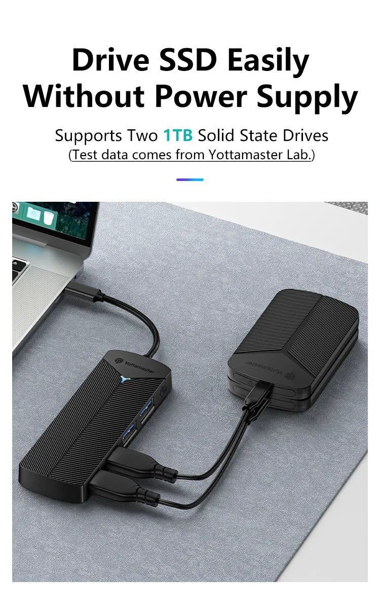 Yottamaster 4-in-1 USB 3.0 Hub | 5Gbps | Ultra-Slim OTG Adapter | USB-A & Type-C | For PC & Mac