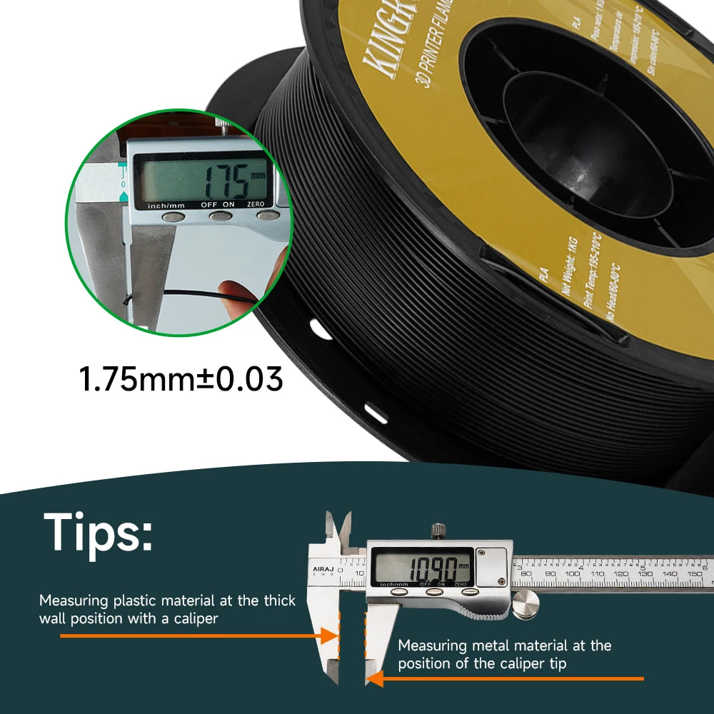 KINGROON 3D Printer Filament Bundle – 5KG, 1.75mm PLA / PETG / TPU / ABS, No Bubbles, Random Spool