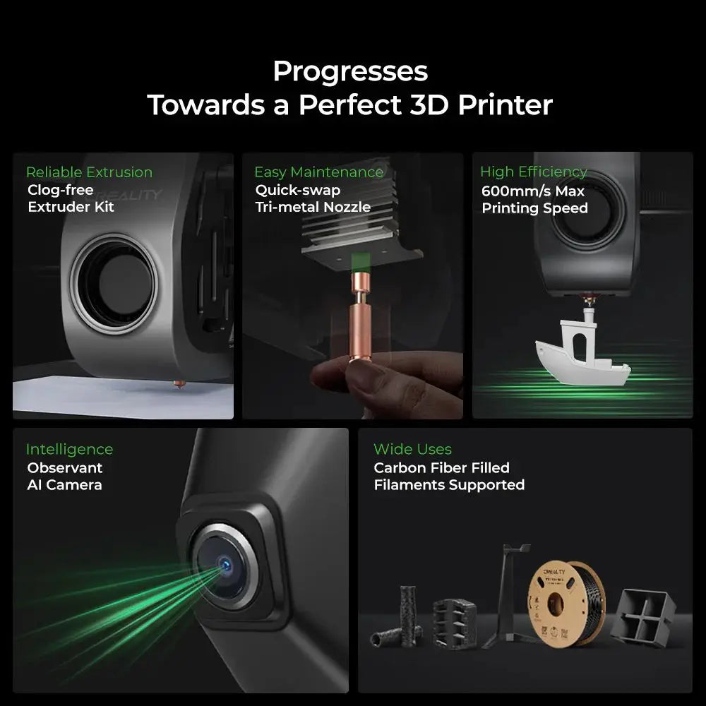 Creality K1C 3D Printer 2025 – 600mm/s, 0.1mm Precision, 300°C Nozzle, AI Camera, Auto Calibration