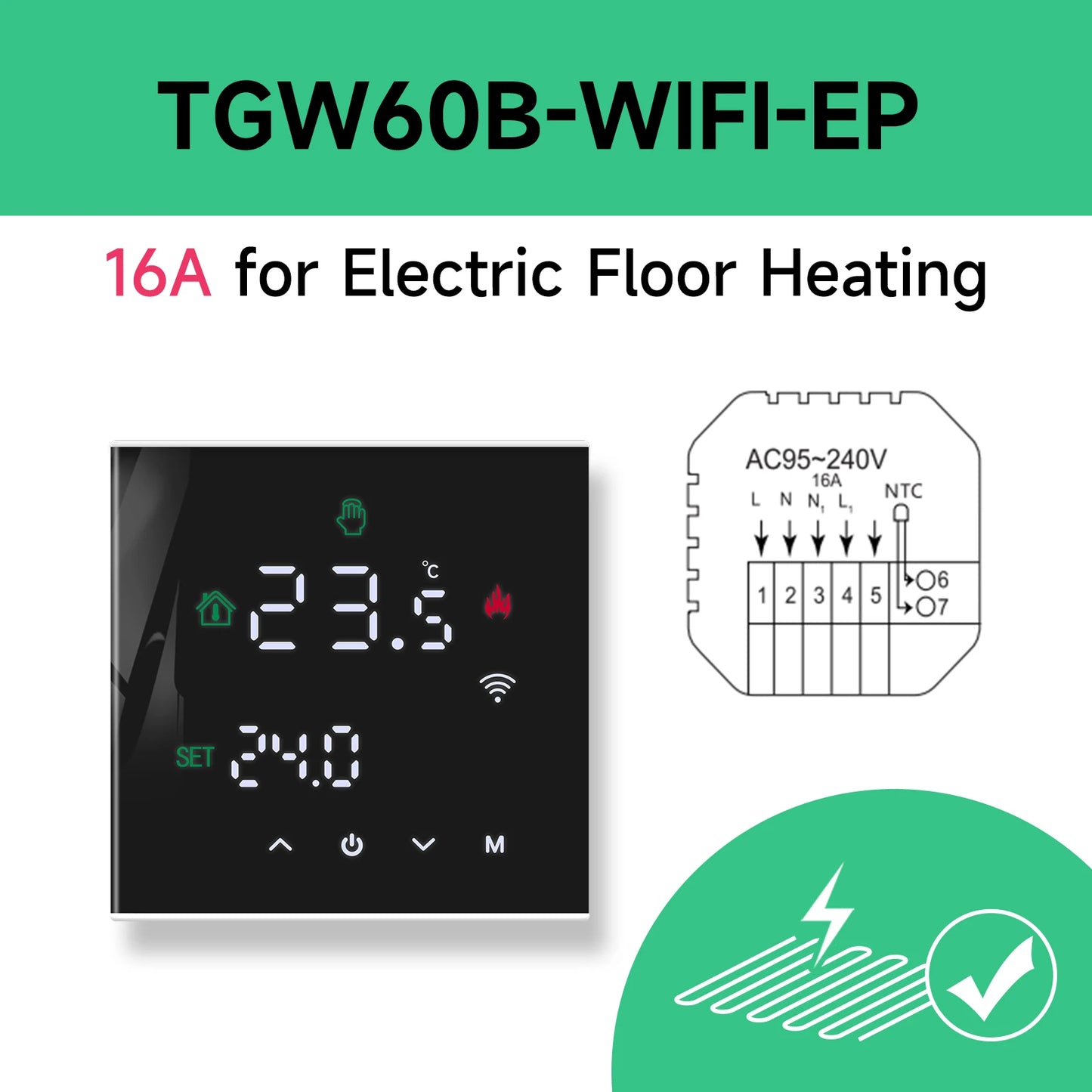 Beok Tuya Smart WiFi Thermostat for Electric & Gas Heating
