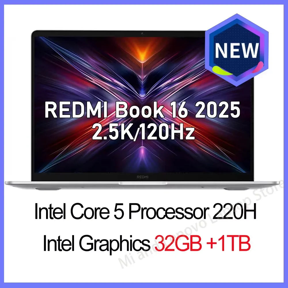 Xiaomi Redmi Book 16 2025 – Intel Core 5-220H, 16/32GB DDR5, 512GB/1TB SSD, 2.5K 120Hz, Wi-Fi 6, Win 11