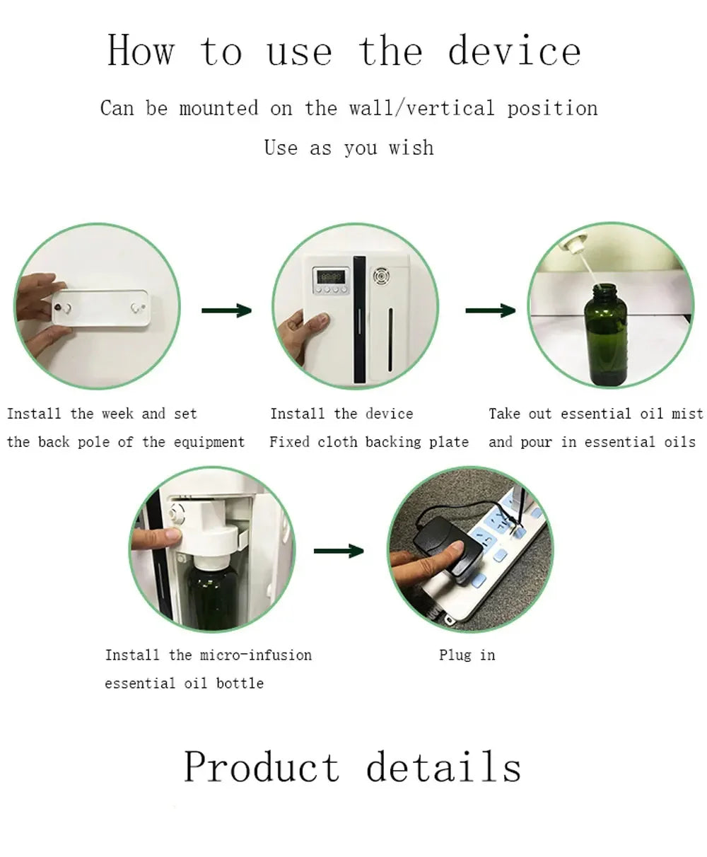 Bluetooth Room Fragrance Diffuser 300m³ – Electric Essential Oil Air Freshener for Home