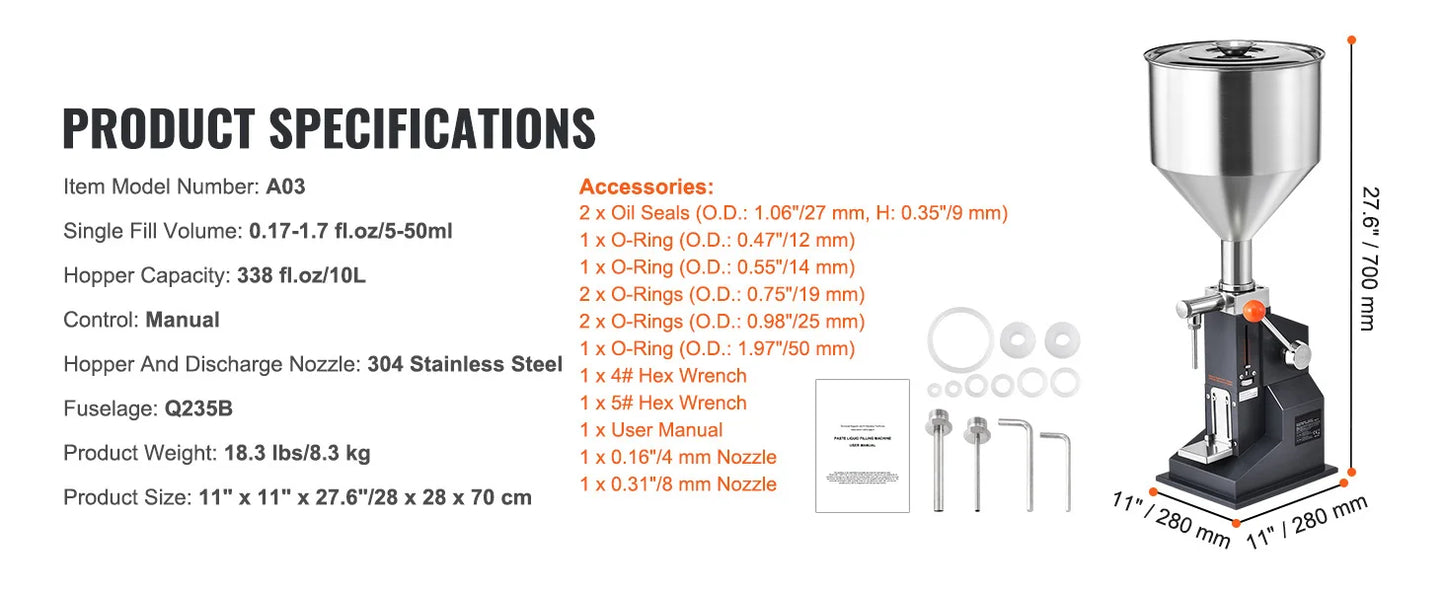 SucceBuy A03 Liquid Filling Machine | 5-3000ml | Semi-Auto | Adjustable Speed