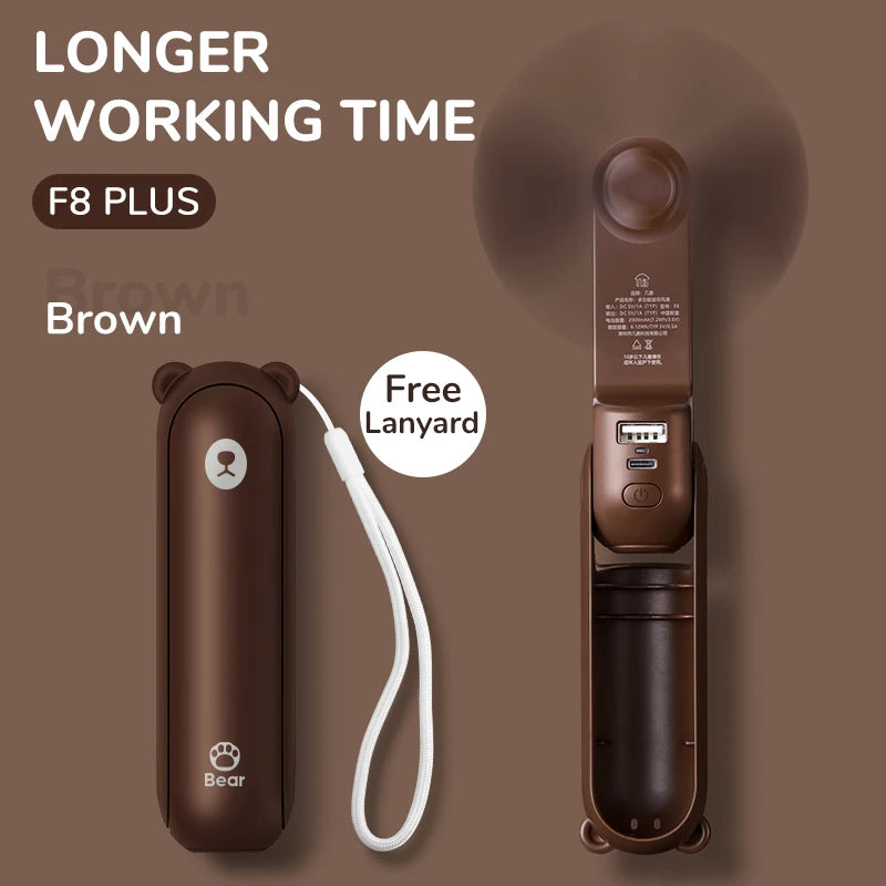 JISULIFE Portable Handheld Fan with Power Bank & Flashlight