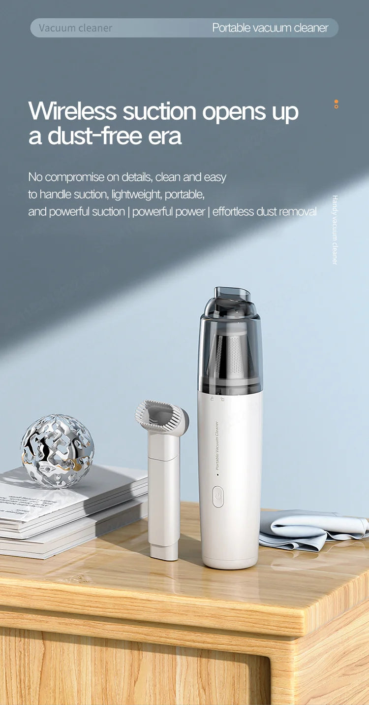 Portable Handheld Vacuum Cleaner – Wireless Charging, Metal Filter, 50W, Car & Home