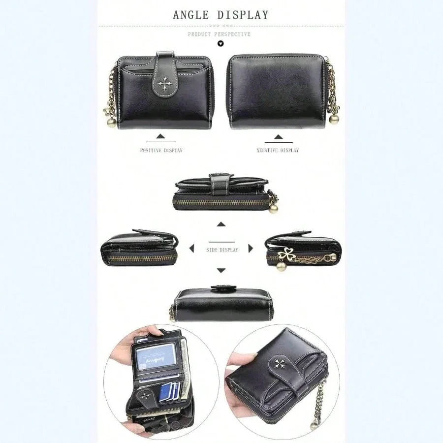 AEDG Retro Mini Leather Wallet with Zipper