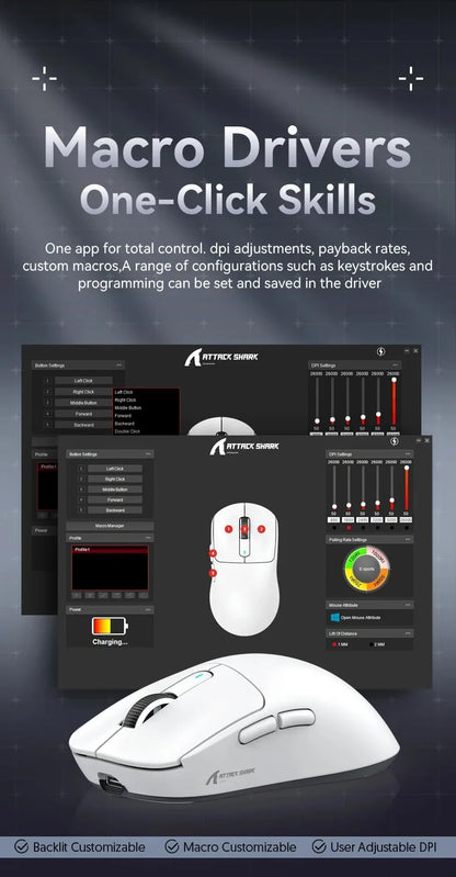 ATTACK SHARK X3 / X3 Pro Wireless Gaming Mouse – 26K DPI, 8K Hz, Tri-Mode, Ultra-Light