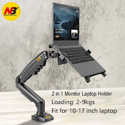 2 in 1 Monitor & Laptop Stand – 17–30" Monitor + 10–17" Laptop Desk Mount