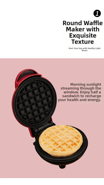 Mini Electric Waffle Maker – Double-Sided Heating, Sandwich & Breakfast Maker | Round & Heart Shape | US/EU/UK