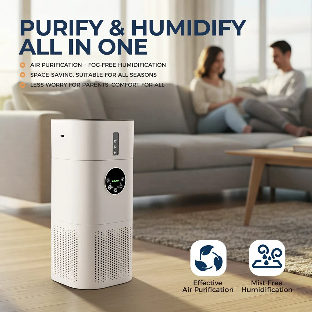 2-in-1 Air Purifier with Humidifier – H13 True HEPA Filter, for Allergies, Pets, Smokers, Bedroom Use