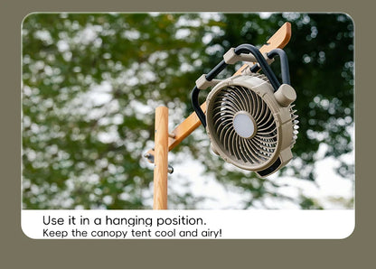 Kinscoter 6-in-1 Outdoor Camping Fan 10000mAh | 5 Speeds | Remote | LED Light | CE