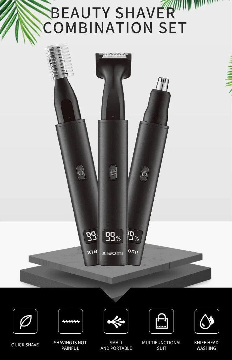 Xiaomi 3-in-1 Electric Nose & Ear Hair Trimmer – Painless, USB Rechargeable