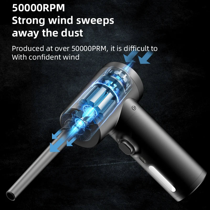 Wireless Air Duster 50000 RPM – USB Compressed Air Blower for PC, Laptop, Keyboard & Camera