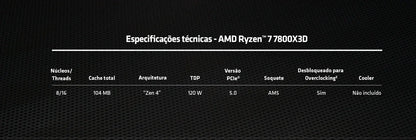 AMD Ryzen 7 7800X3D – 8-Core, 4.2GHz, DDR5, AM5 Gaming CPU (No Fan)