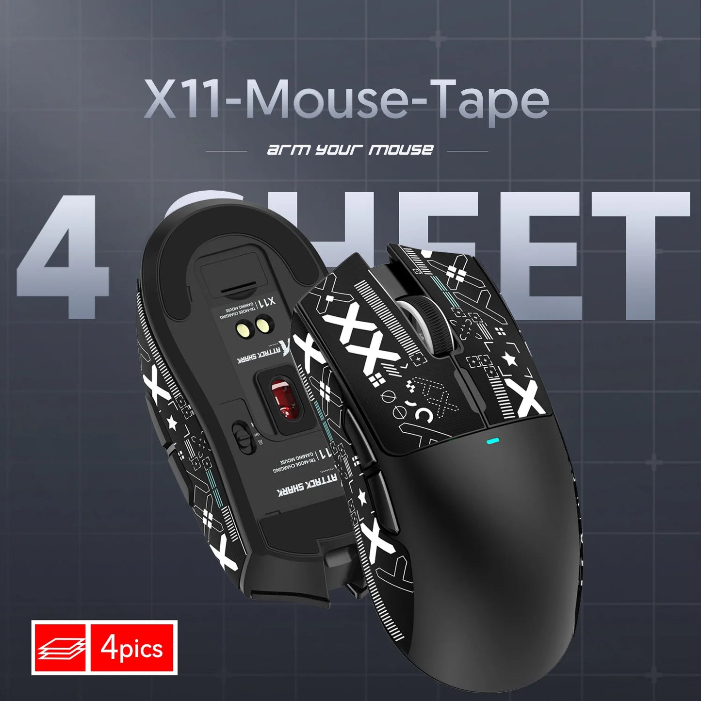 Mouse Grip Tape for Attack Shark X3 / X6 / X11 – Anti-Slip Skate Sticker