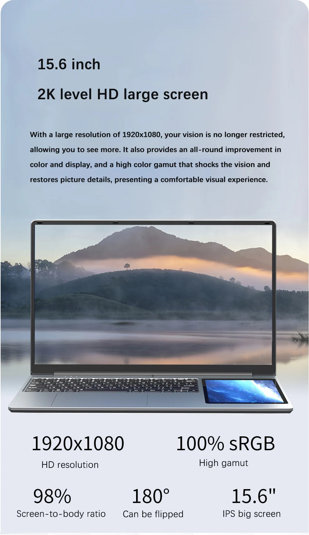 15.6" + 7" Dual Screen Laptop Intel N100 | 8–32GB DDR4 | Up to 2TB SSD | Win11