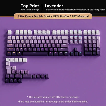 Cherry Profile PBT Keycaps 133+ Keys – White Side-Printed Shine-Through for MX Switches
