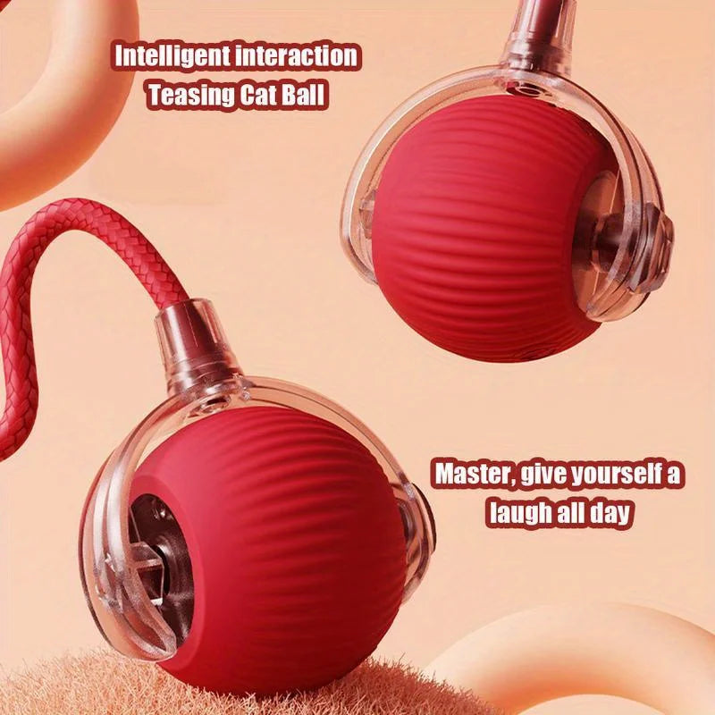 Rechargeable Smart Rolling Ball Toy for Cats & Dogs with Faux Tail