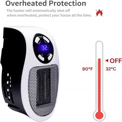 Eco Plug-In Electric Wall Heater — Energy Efficient, Low Noise, Portable Indoor Space Heater