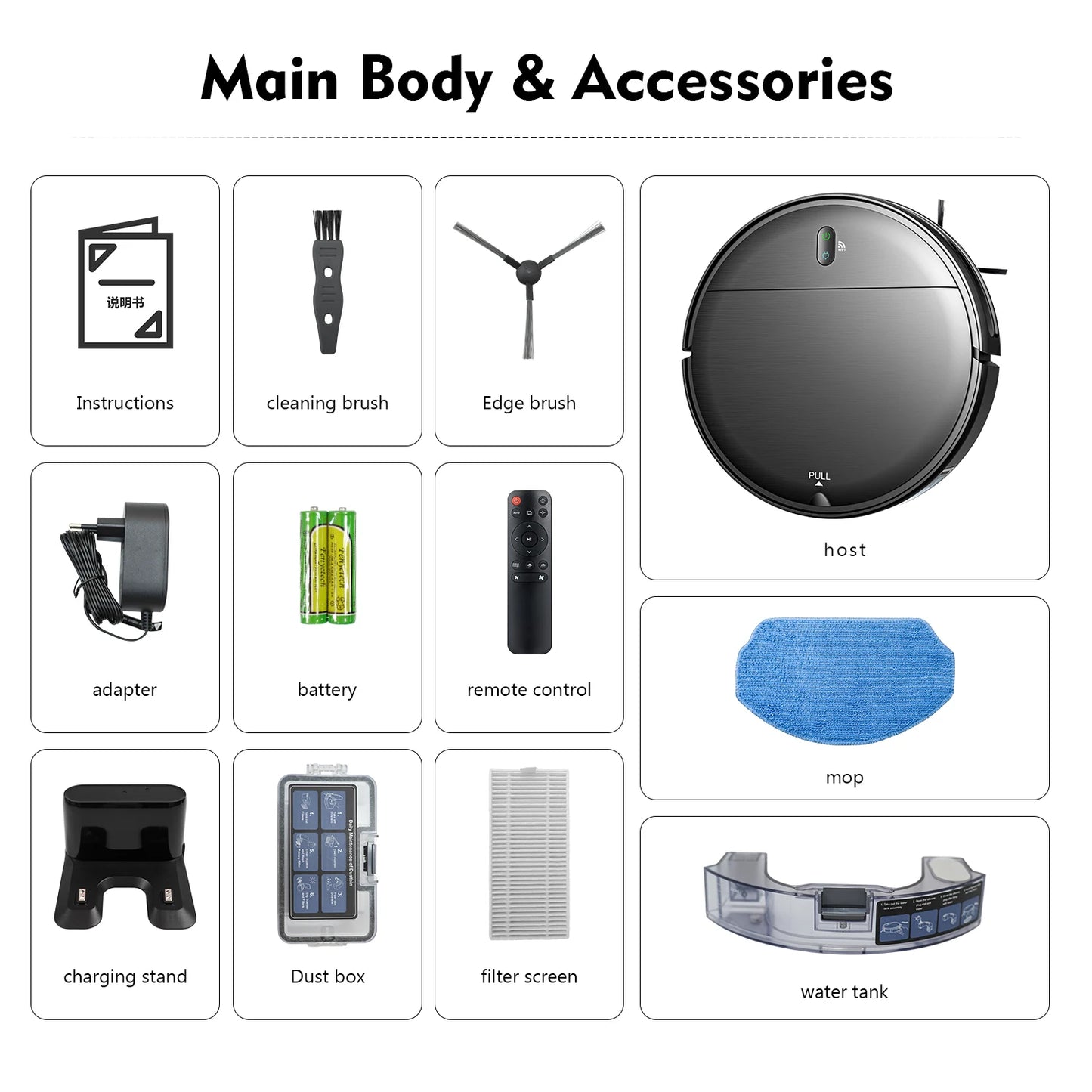 RAYFURN robot vacuum cleaner with 6000Pa suction, auto charging and mopping feature for efficient home cleaning.