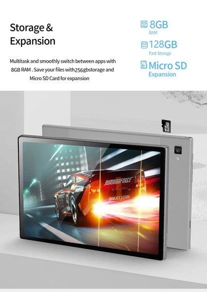 4G LTE Tablet 10.1" – 5G WiFi, Dual SIM, Octa Core, 8GB+128GB, 5000mAh, Android 12
