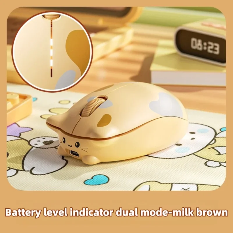 INPHIC Kalo Cute Cat Bluetooth Wireless Mouse – Silent, 2400 DPI, Rechargeable, for PC & iPad