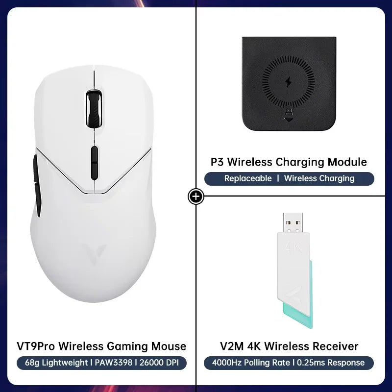 Rapoo VT9PRO Wireless Gaming Mouse – 68g Ultra-Light, PAW3395 26000DPI, 8K Polling, 8 Buttons