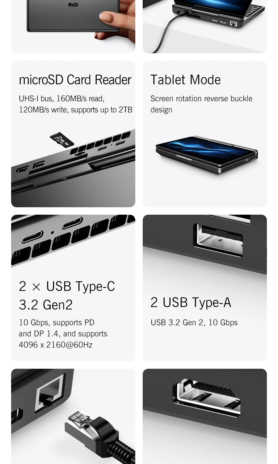 GPD MicroPC 2 – 7" Mini Laptop, Intel i3 N300, 16GB DDR5, 512GB SSD, Windows 11