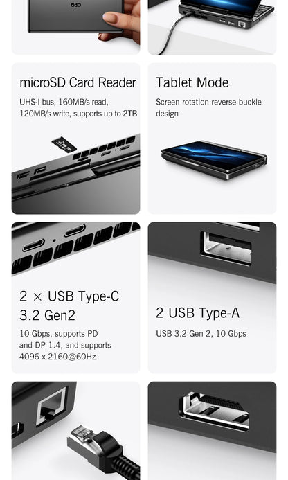 GPD MicroPC 2 – 7" Mini Laptop, Intel i3 N300, 16GB DDR5, 512GB SSD, Windows 11