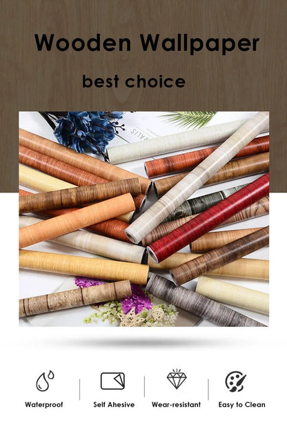 Self-Adhesive Waterproof Wood Effect Wallpaper Roll – PVC Vinyl