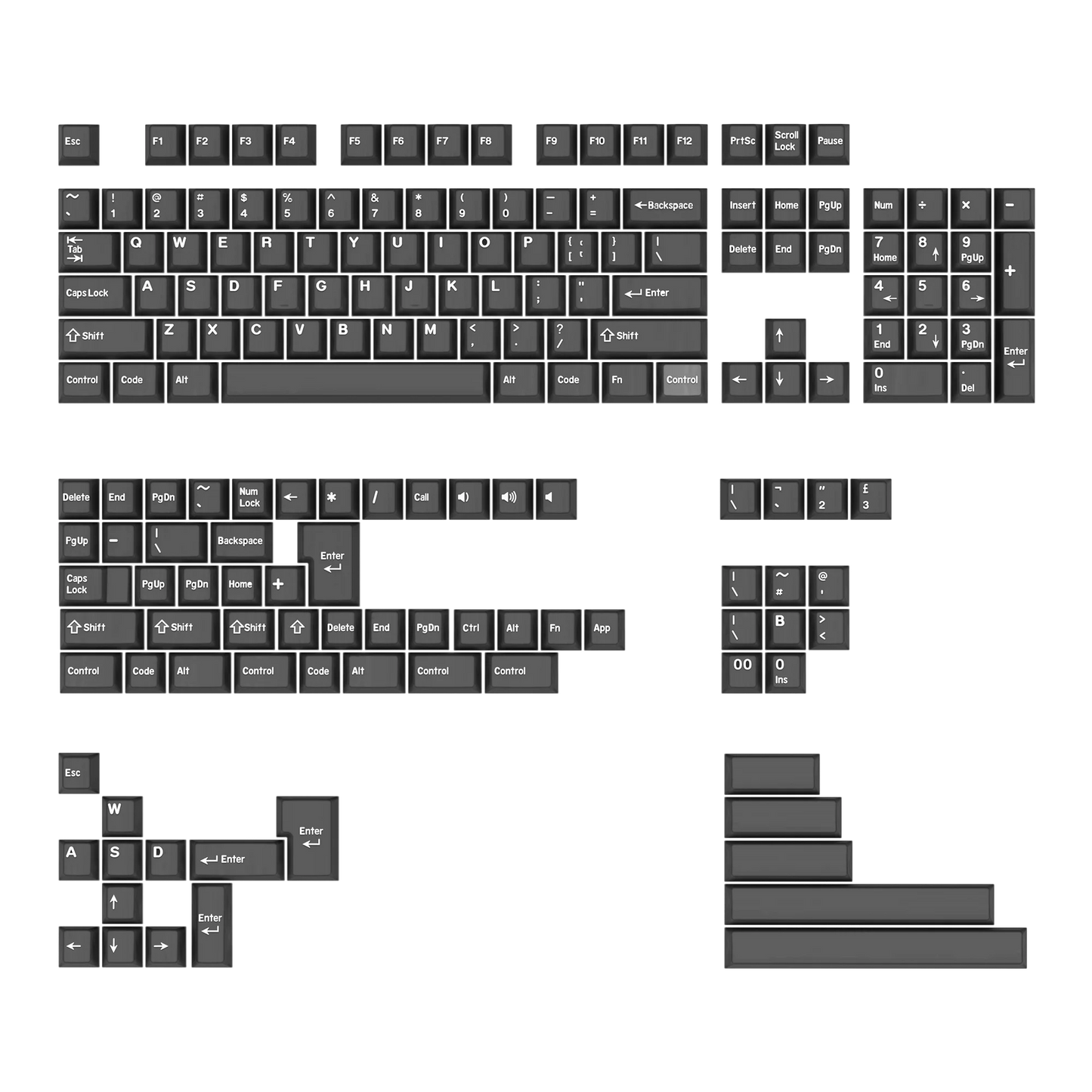 KBDiy Rome Set 174-Key Cherry Profile PBT Double Shot Keycaps – Jade Translucent for Mechanical Keyboards