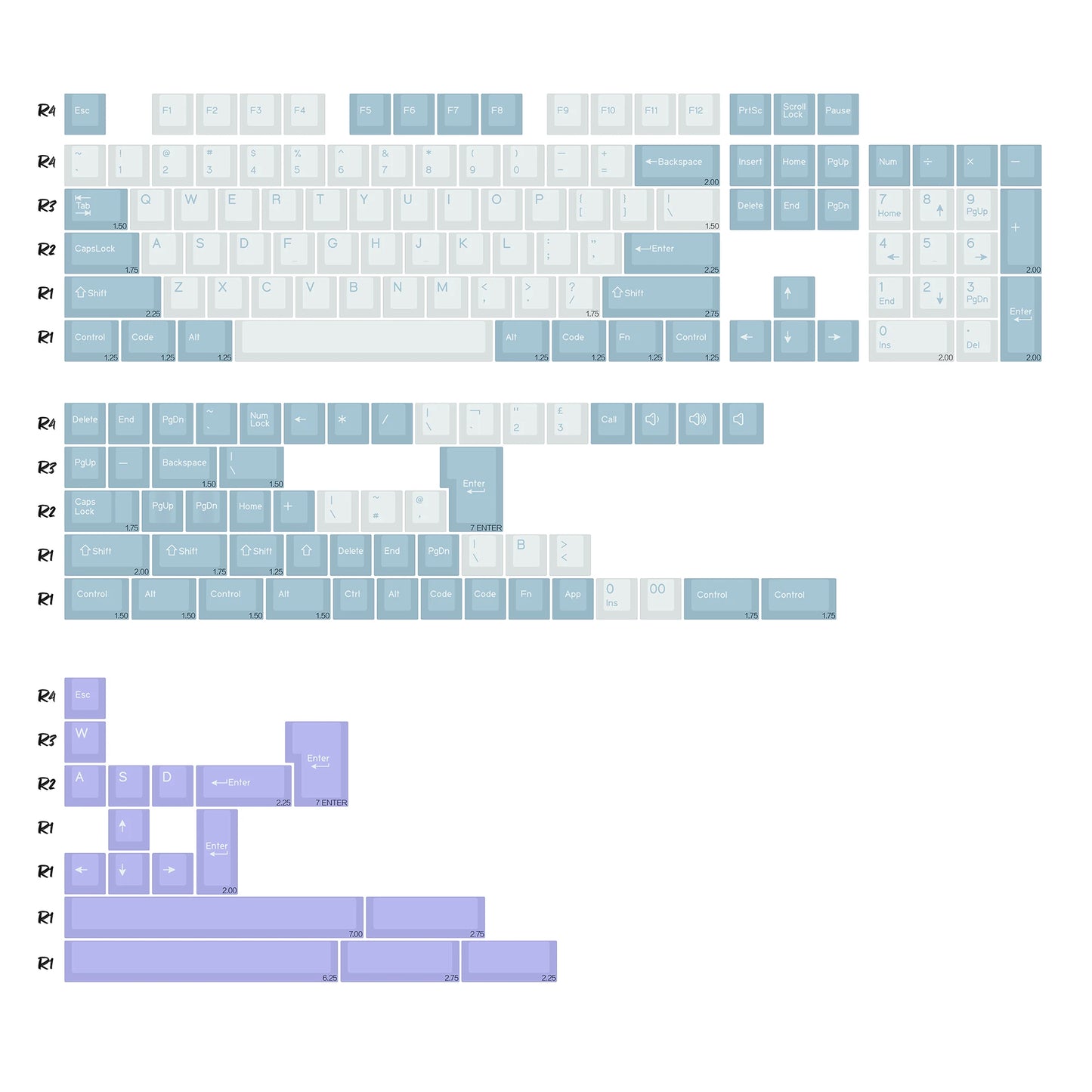 KBDiy Rome Set 174-Key Cherry Profile PBT Double Shot Keycaps – Jade Translucent for Mechanical Keyboards