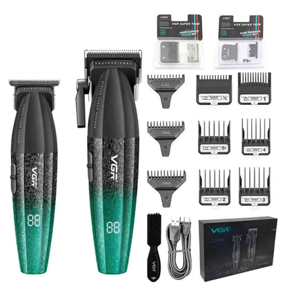 VGR V-640 S3 Professional Hair Clipper – 9000 RPM, Type-C, 160 Min Runtime | Black/Red/Green